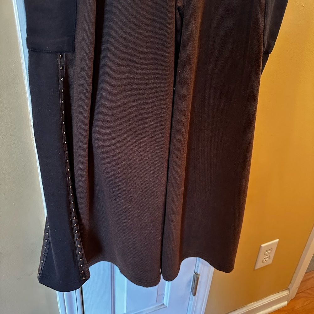 POL pants Wide Leg Cargo Pants in Dark Brown with Black Waistband athleasure NEW - Picture 6 of 8